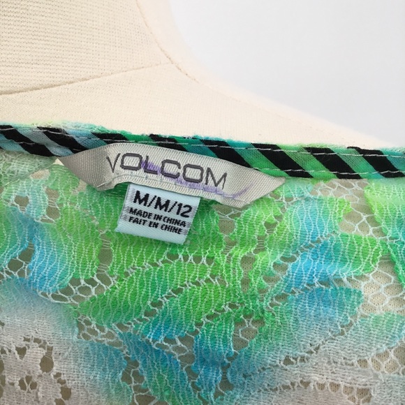 Volcom Custom Tie- Dyed Floral Lace Sheer Tank Top - Picture 7 of 8